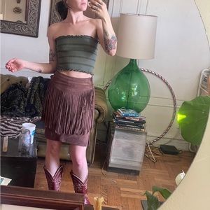 BCBG Maxazria Rashell - suede fringe skirt